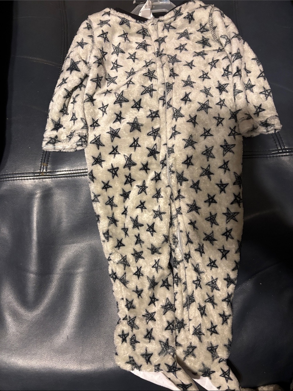 Swiggles Cream and Black Star Plush Footed One-Piece